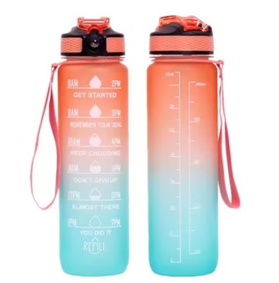 Спортивная бутылка для воды с временной шкалой BPA Free (Оранжево-синяя) 700027 фото