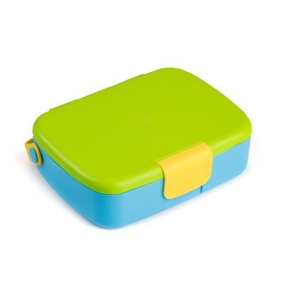 Ланч-бокс детский яркий цвет контейнер для обедов со столовыми приборами в комплекте; Зелено-желтый цвет 7000201 фото