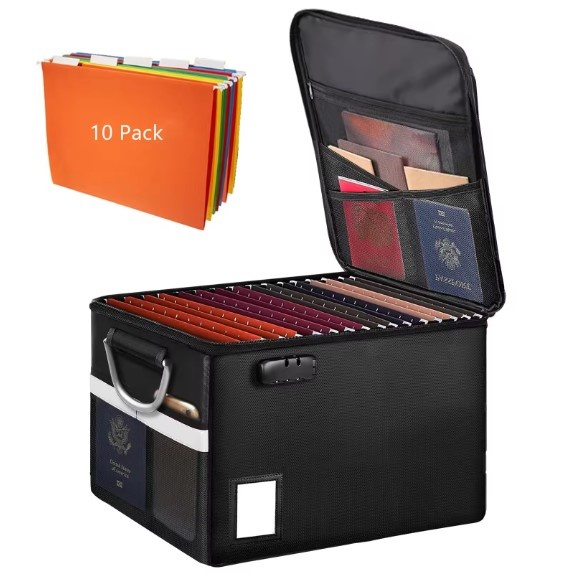Огнестойкий и водонепроницаемый ящик-органайзер для документов с разделителями внутри; цвет Черный 700015 фото