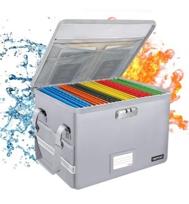 Вогнестійка та водонепроникна скринька-органайзер для документів з роздільниками всередині; колір Срібло 700015 фото