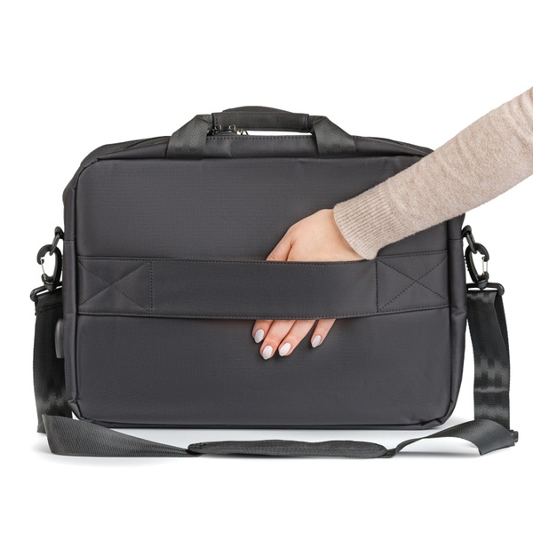 Сумка через плечо для ноутбука 15,6" большая, с передним карманом в полоску; цвет Серый 700105 фото