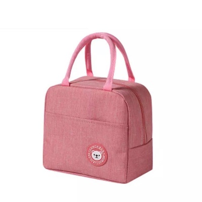 Ланч-сумка на молнии с ручками однотонная с внешним карманом; цвет Розовый 604099 фото