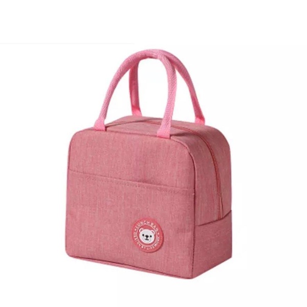 Ланч-сумка на молнии с ручками однотонная с внешним карманом; цвет Розовый 604099 фото