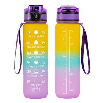 Спортивная бутылка для воды с временной шкалой BPA Free (Желто-розовая) 700027 фото