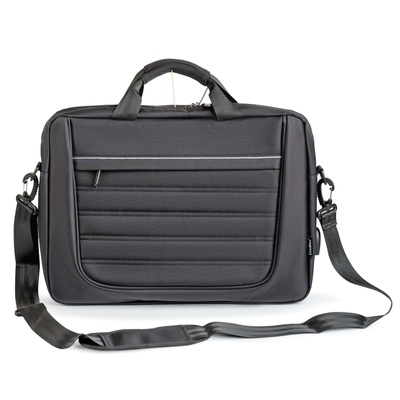 Сумка через плечо для ноутбука 15,6" большая, с передним карманом в полоску; цвет Черный 700105 фото