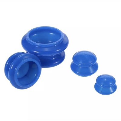 Набор 4шт вакуумных банок из силикона для лица и тела; цвет Синий 604167 фото