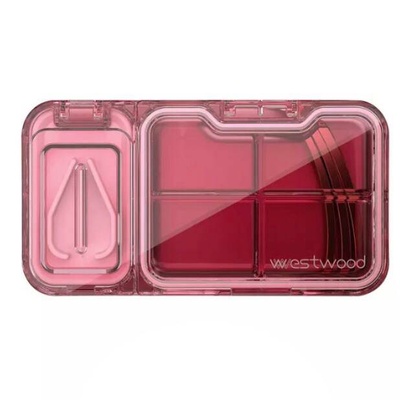Таблетниця на 4 секції з дільником таблеток із пластику 11,9×6,3×1,8 см - колір рожевий 604266 фото