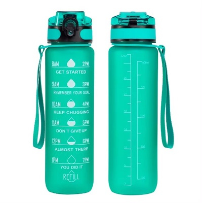 Спортивна пляшка для води з часовою шкалою BPA Free (Зелена) 700027 фото