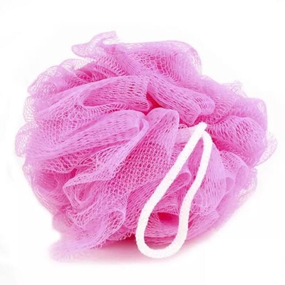 Мочалка-кулька з петелькою нейлонова 14см для душу; колір Рожевий 603702/6 фото