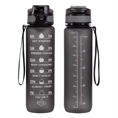 Спортивная бутылка для воды с временной шкалой BPA Free (Черная) 700027 фото