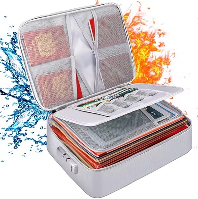 Огнестойкий и водонепроницаемый органайзер-чемодан для документов и ценных вещей 36*27*10см; цвет Серебро 700032 фото